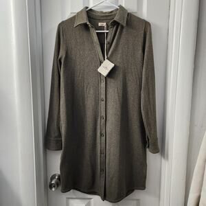 Faherty Legend Sweater Dress XS Olive Minimalist Cozycore Fall Retro Casual